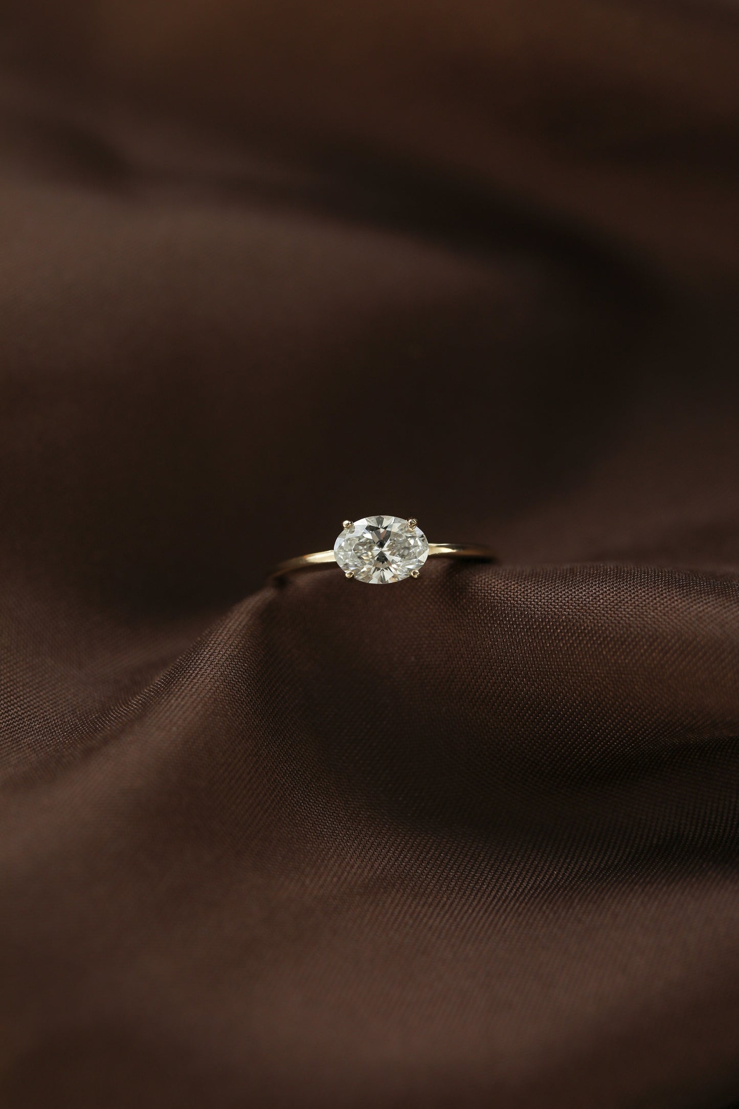 0.75 CT - 1.5 CT East-West Oval Cut Lab grown Diamond Solitaire Engagement Ring