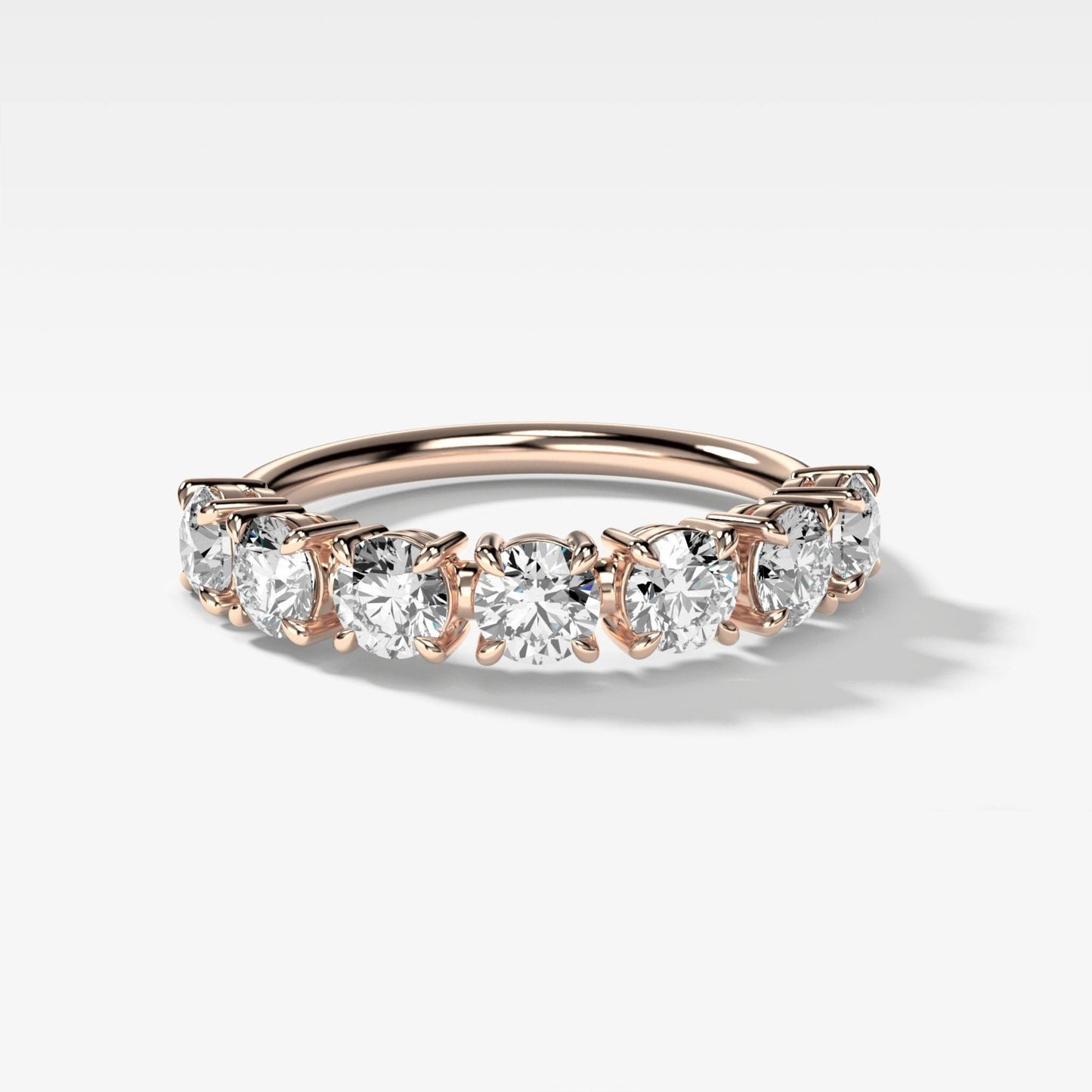 1.4 TCW Round CVD Diamond Claw Pave Wedding Band