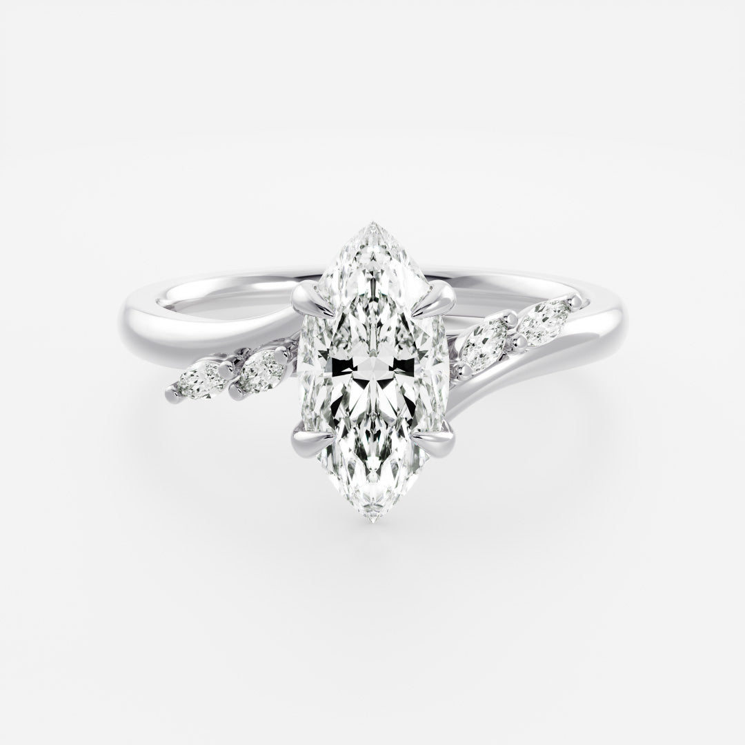1 CT - 2 CT Marquise Cut Twisted Five Stone Moissanite Engagement Ring