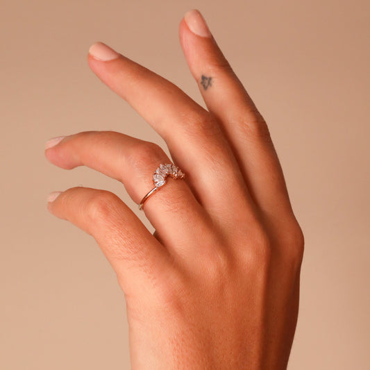 0.6 TCW Multi Shape CVD Diamond Fan Curved Wedding Band