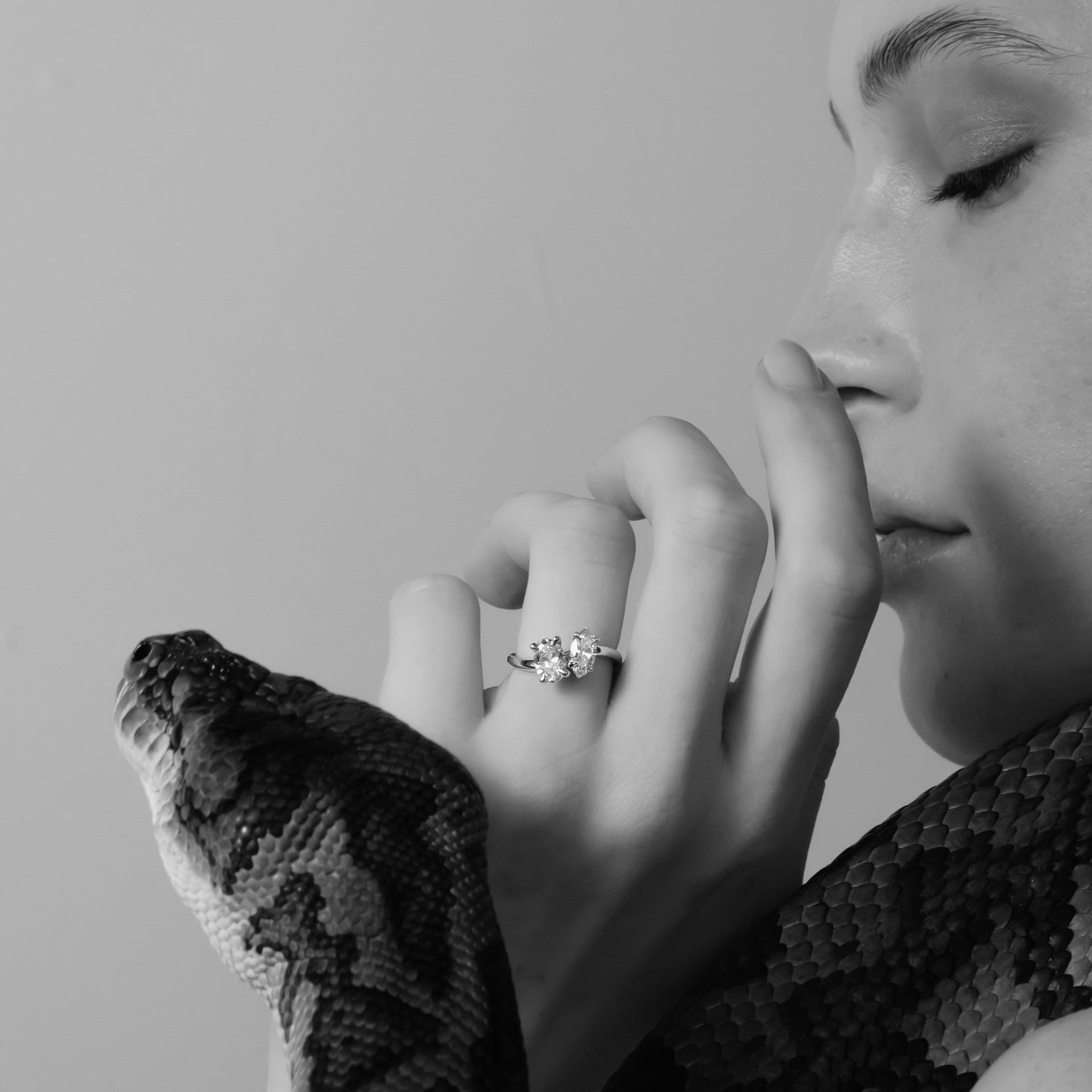 1.5 TCW Oval & Marquise Cut Two Stone Moissanite Engagement Ring