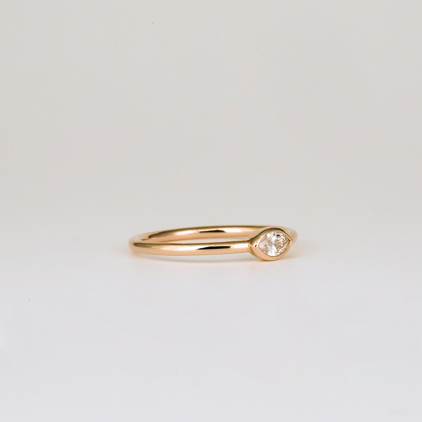 0.08 CT - 2.08 CT Marquise Cut Lab grown Diamond Solitaire Bezel Setting Engagement Ring