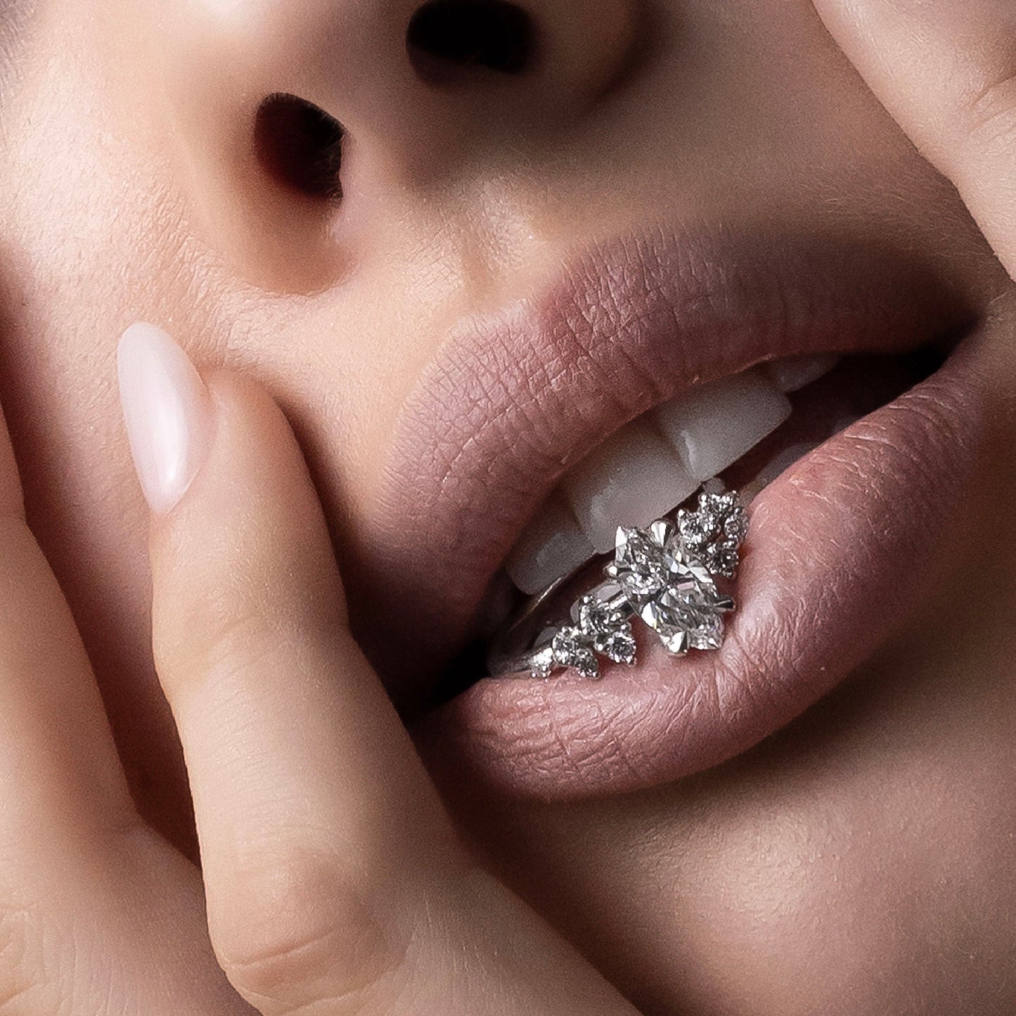 1.5 CT - 2.5 CT Oval Cut Cluster Style Moissanite Engagement Ring