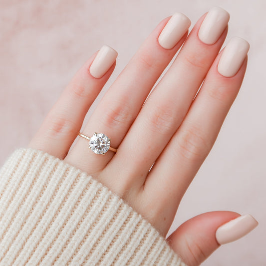 2 CT - 3.5 CT Round Cut Hidden Halo Moissanite Engagement Ring