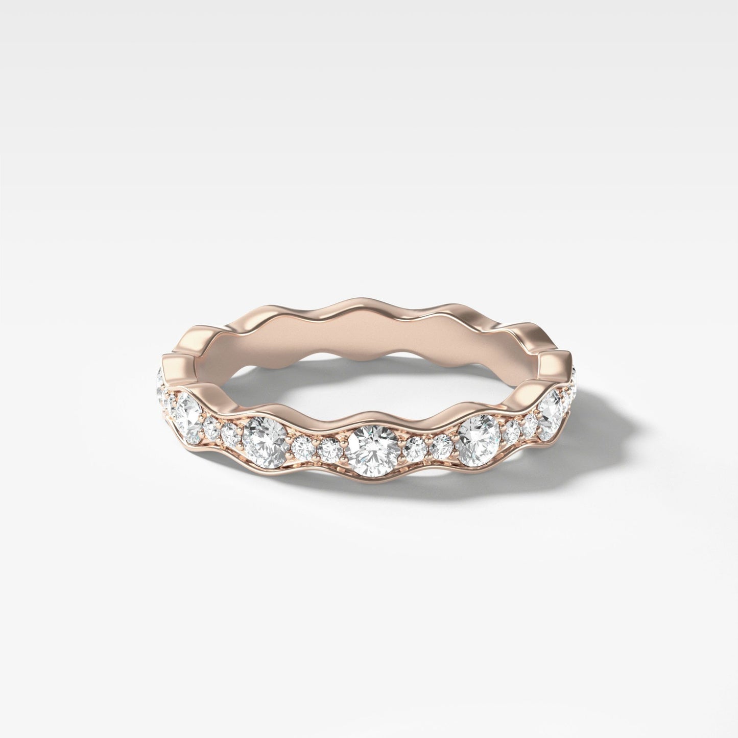 0.55 TCW Round CVD Diamond Pave Ripple Wedding Band