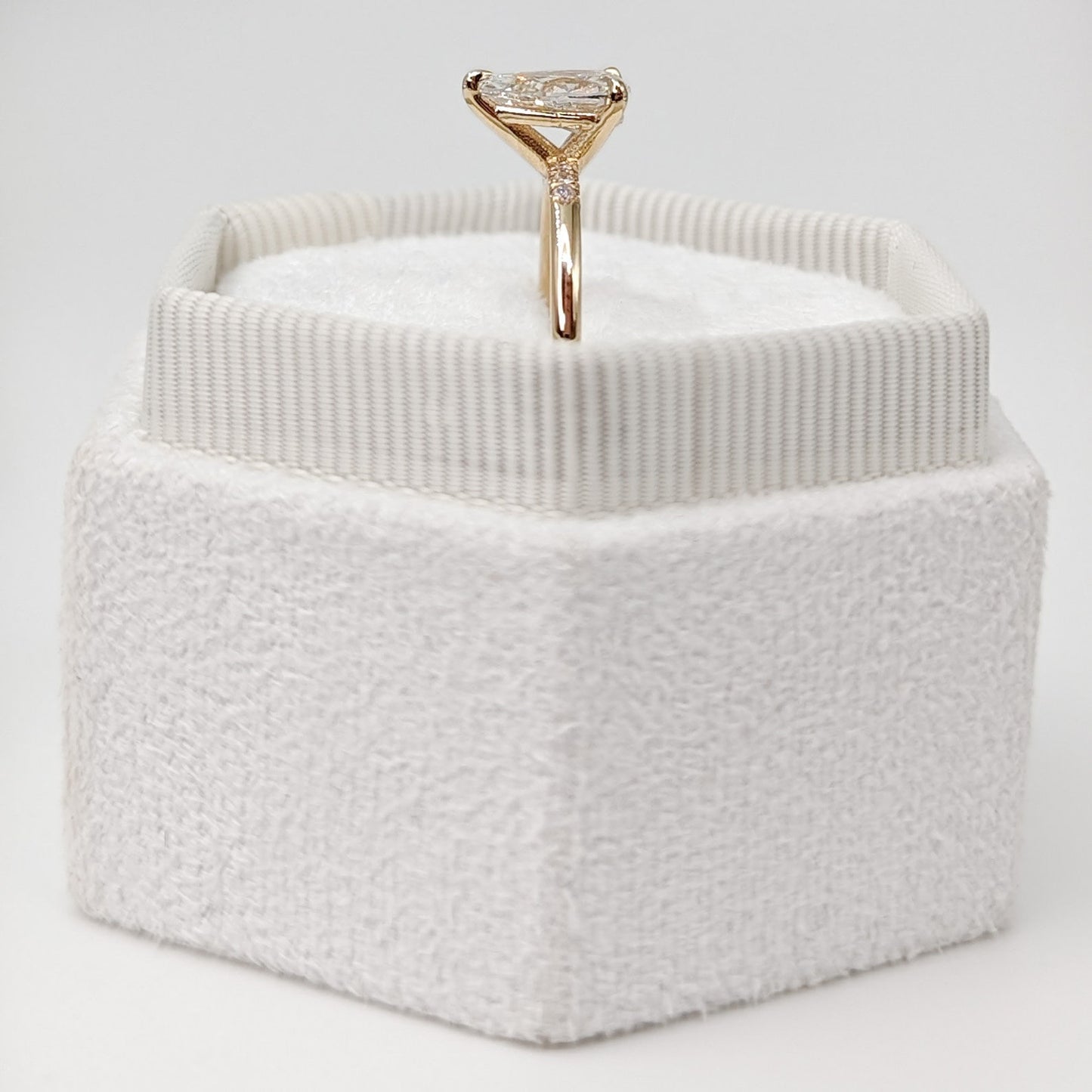 0.77 CT Pear Cut Pave Moissanite Engagement Ring