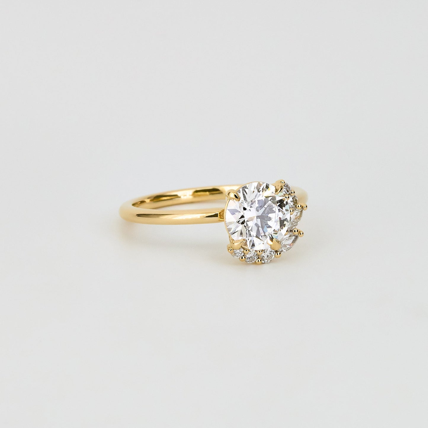 1.24 CT - 3.24 CT Round Brilliant Cut Lab grown Diamond Cluster Engagement Ring