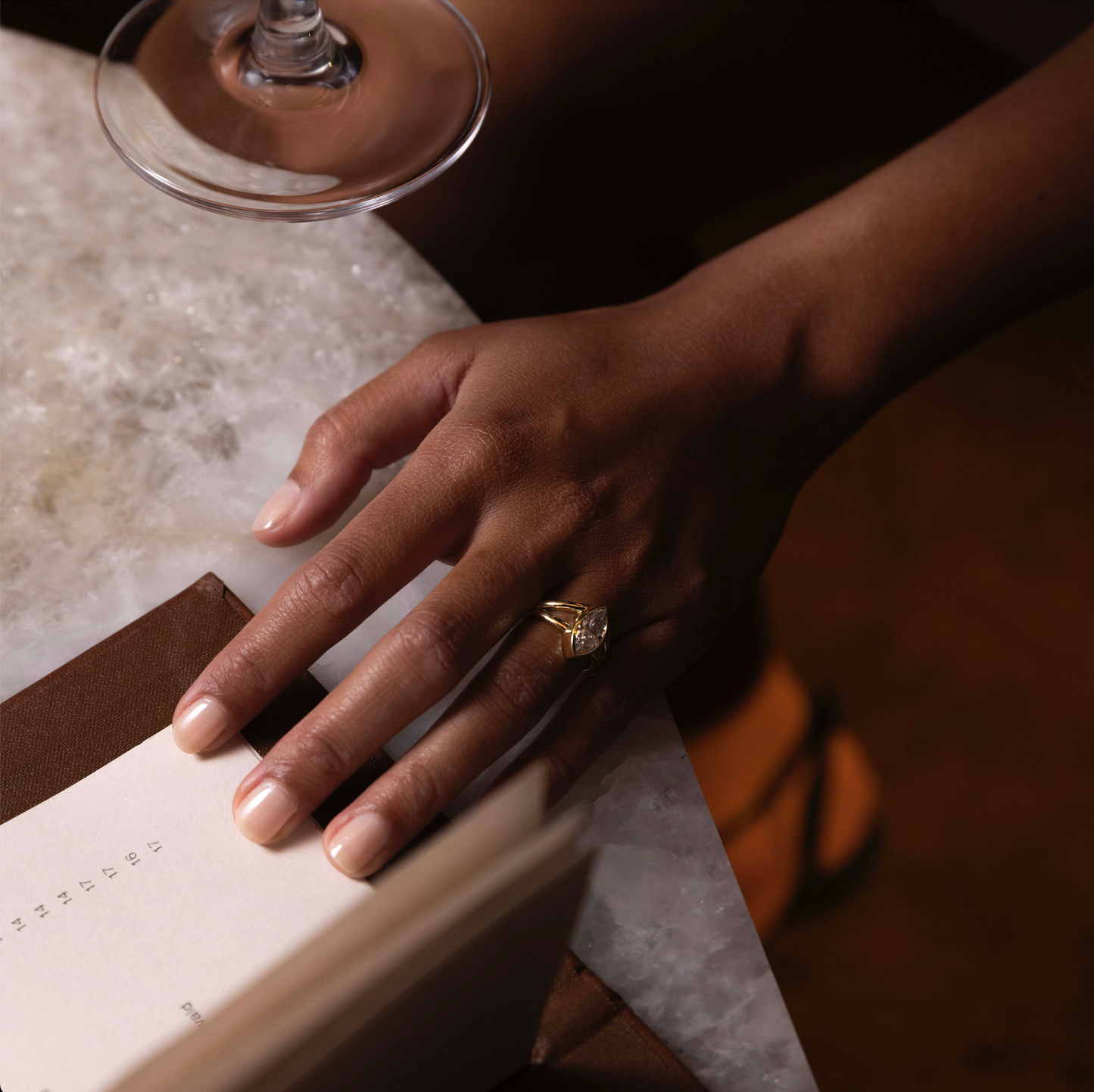 1.5 CT - 2.5 CT Marquise Cut Bezel Split Shank Solitaire Moissanite Engagement Ring