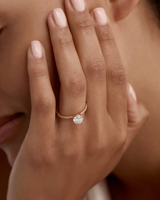 1 CT - 2 CT Round Cut Lab grown Diamond Pave Setting Engagement Ring