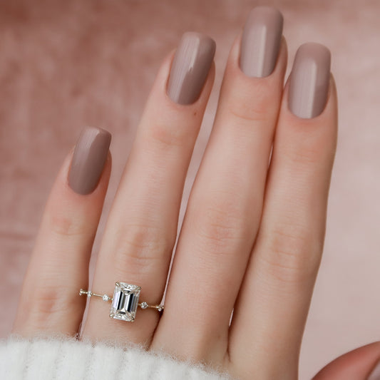 1.5 CT - 3 CT Emerald Cut Hidden Halo Dainty Moissanite Engagement Ring