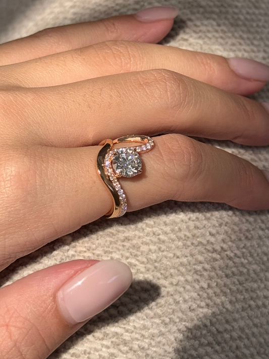 1.51 CT Round Cut Lab grown Diamond Greek Goddess Engagement Ring