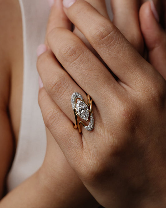 2.03 CT - 4.03 CT Marquise Cut Lab grown Diamond Unique Engagement Ring