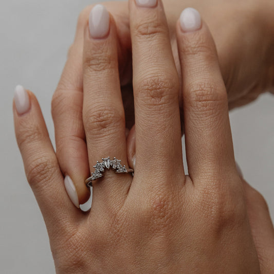 0.48 TCW Tapered Baguette & Round CVD Diamond Fire Cracker Curved Wedding Band