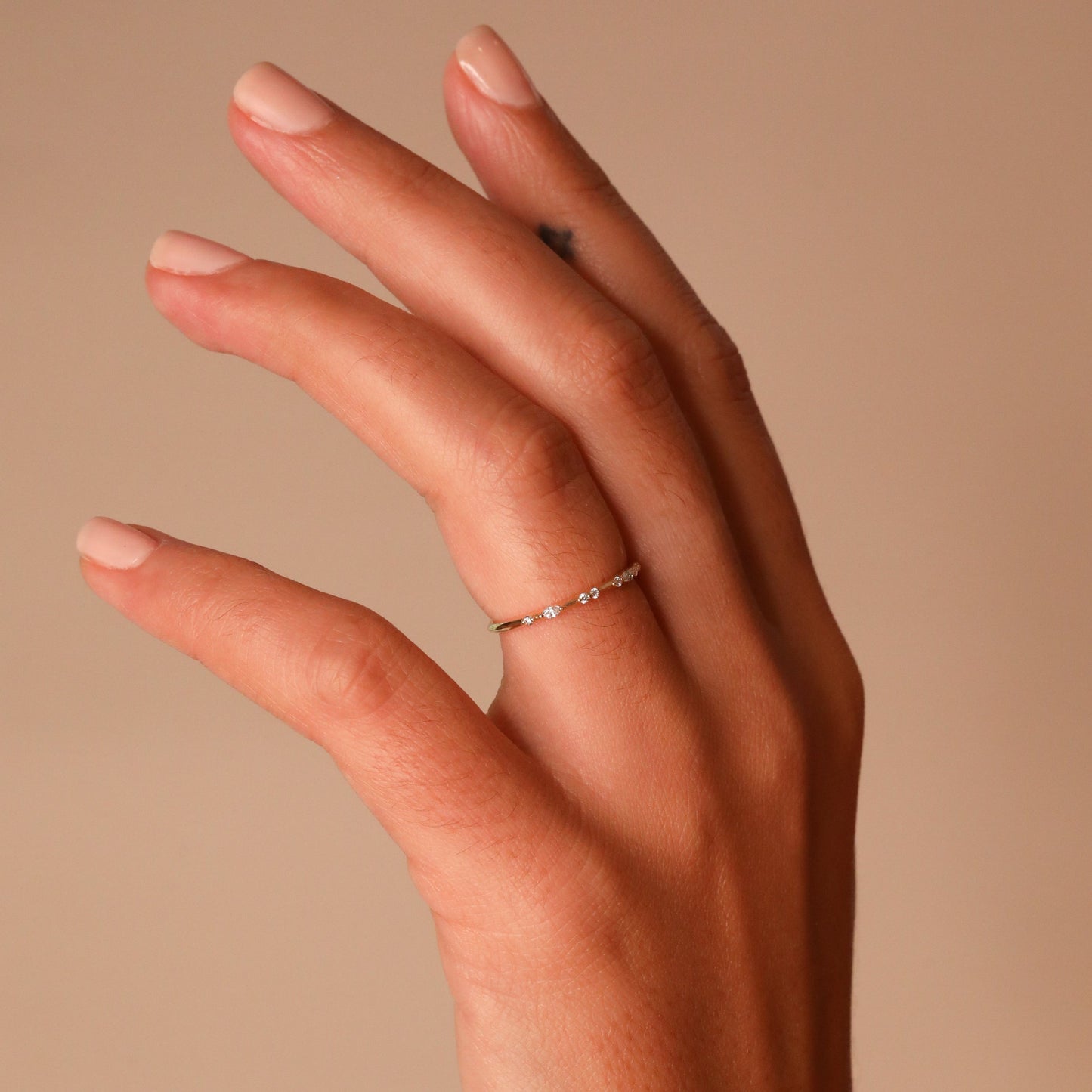 0.1 TCW Round & Marquise CVD Diamond Dainty Wedding Band