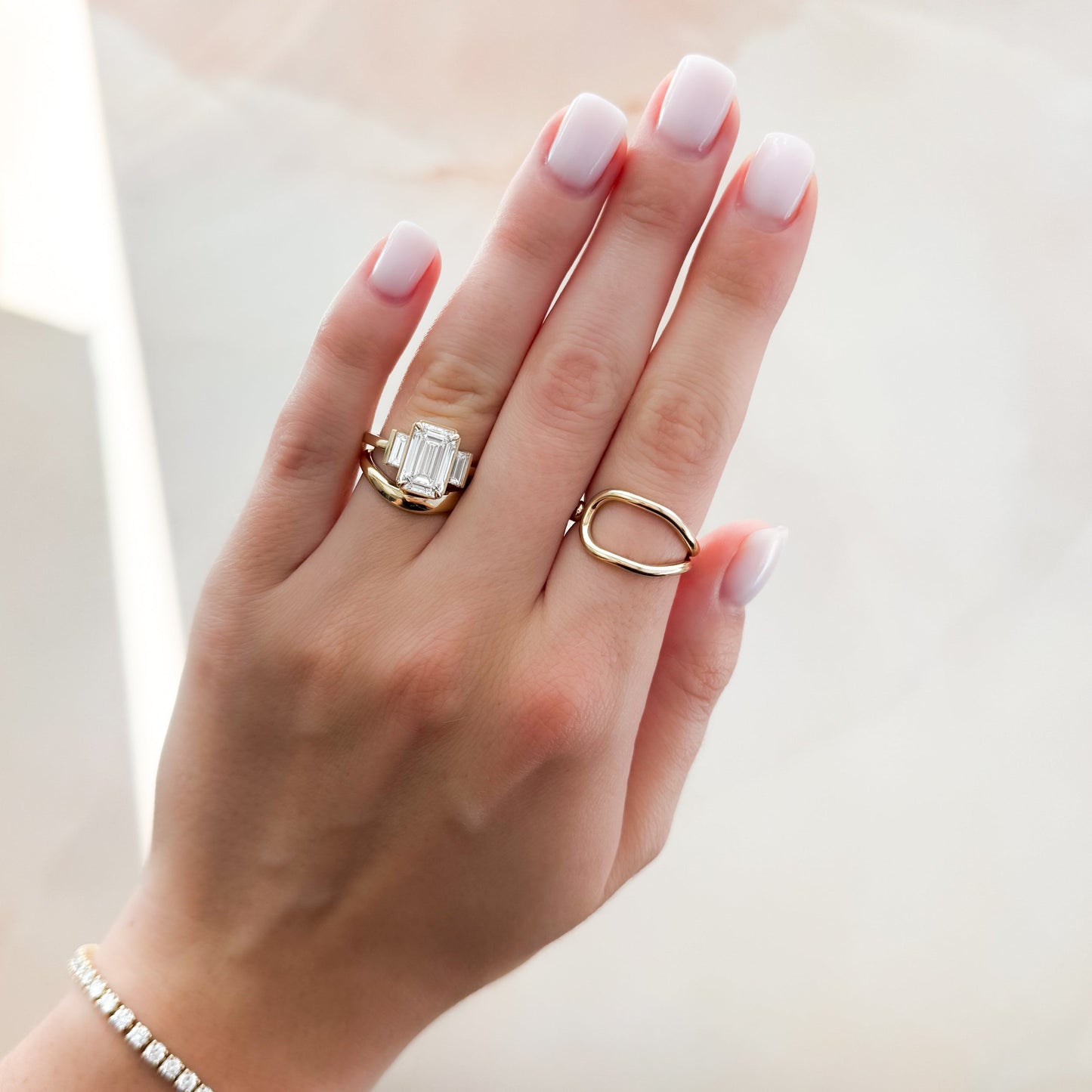 2 CT - 3 CT Emerald Cut Lab grown Diamond Three Stone Engagement Ring