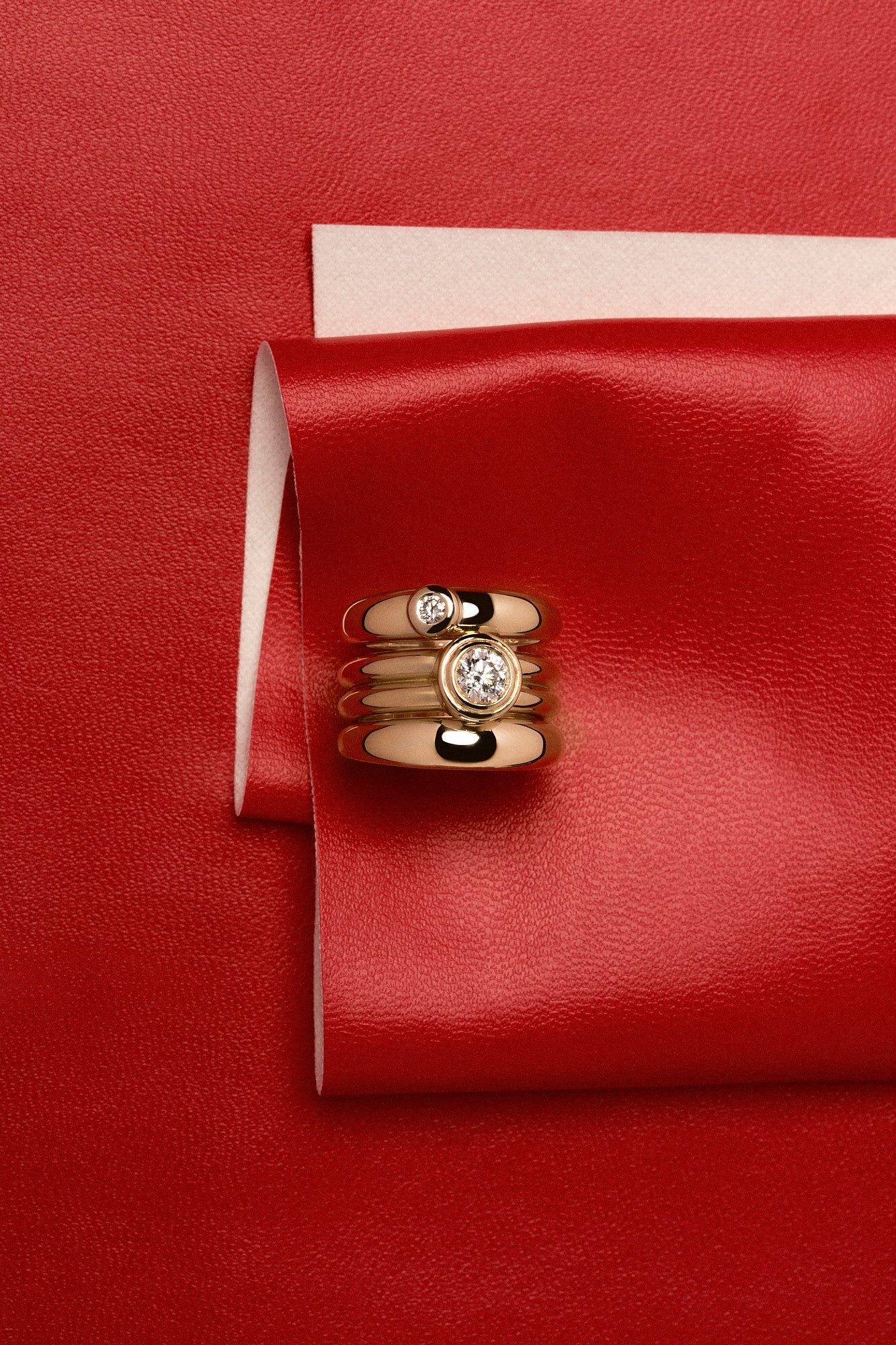 0.5 CT Round Cut Lab grown Diamond Bezel Double Band Engagement Ring