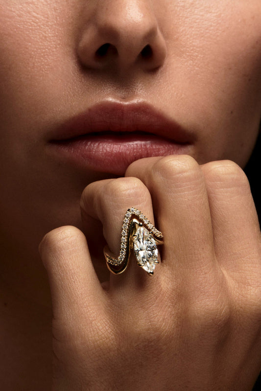 2 CT - 4 CT Marquise Cut Lab grown Diamond Unique Engagement Ring
