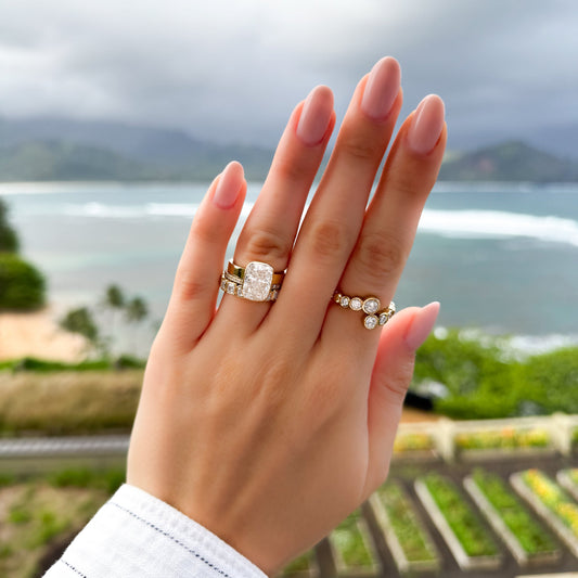 2 CT - 4 CT Elongated Cushion Cut Lab grown Diamond Solitaire Bezel Engagement Ring