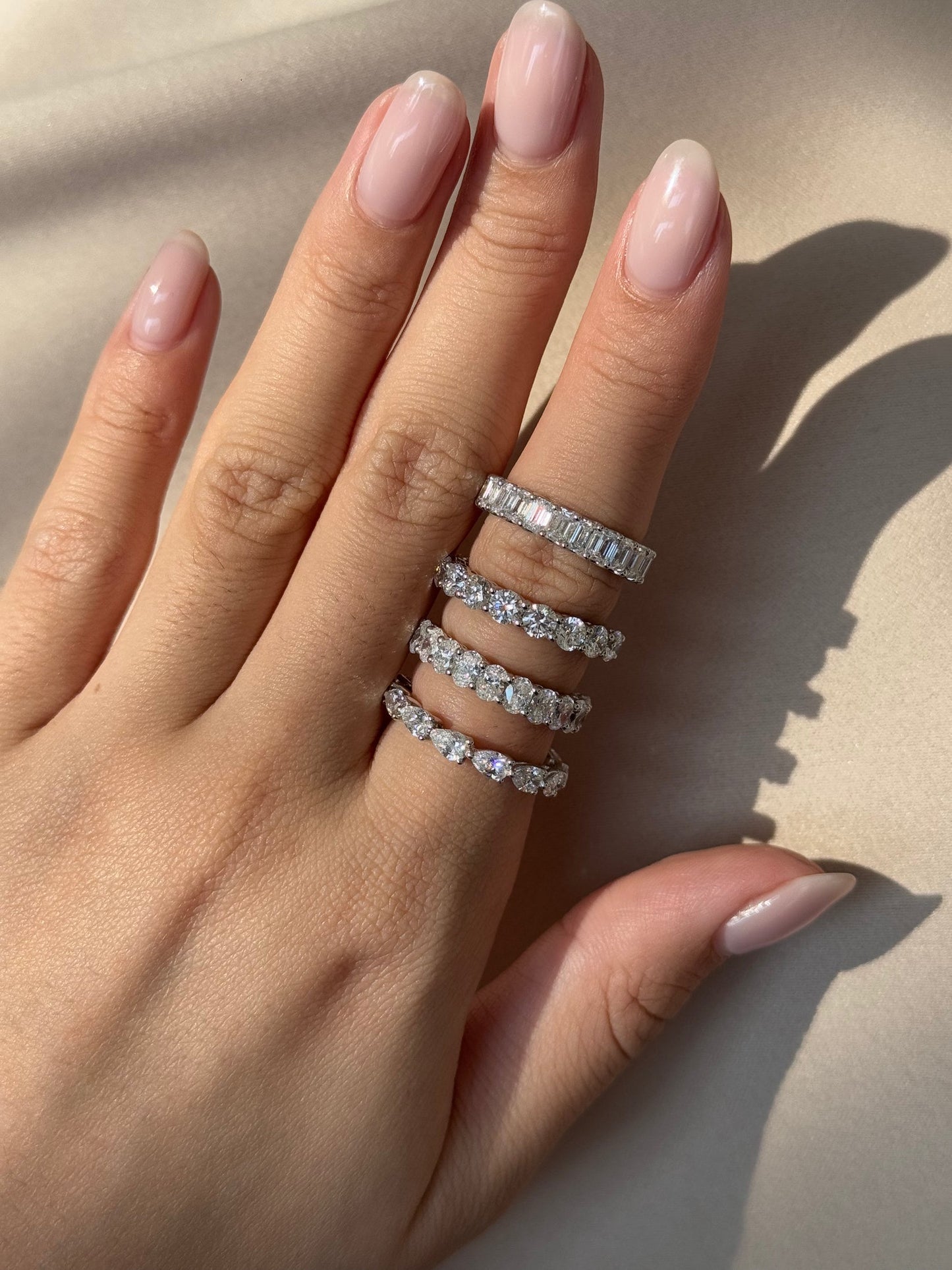 1.71 TCW Emerald CVD Diamond Half Eternity with Shared Prong Wedding Band