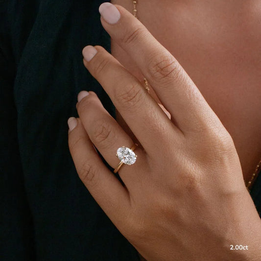 2 CT - 3 CT Oval Cut Hidden Halo Moissanite Engagement Ring