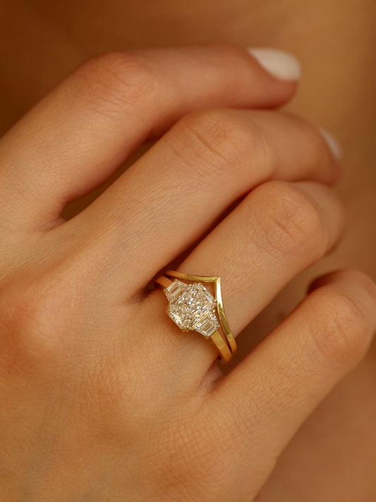 1.5 CT - 3.5 CT Radiant Cut Lab grown Diamond Three Stone Engagement Ring