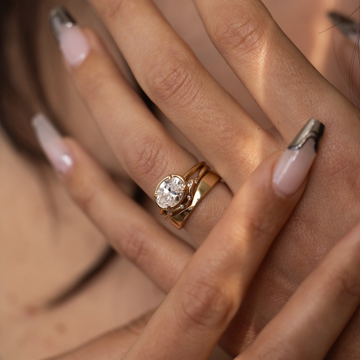 1.82 CT - 2.82 CT Oval Cut Lab grown Diamond Solitaire Bezel Setting Engagement Ring