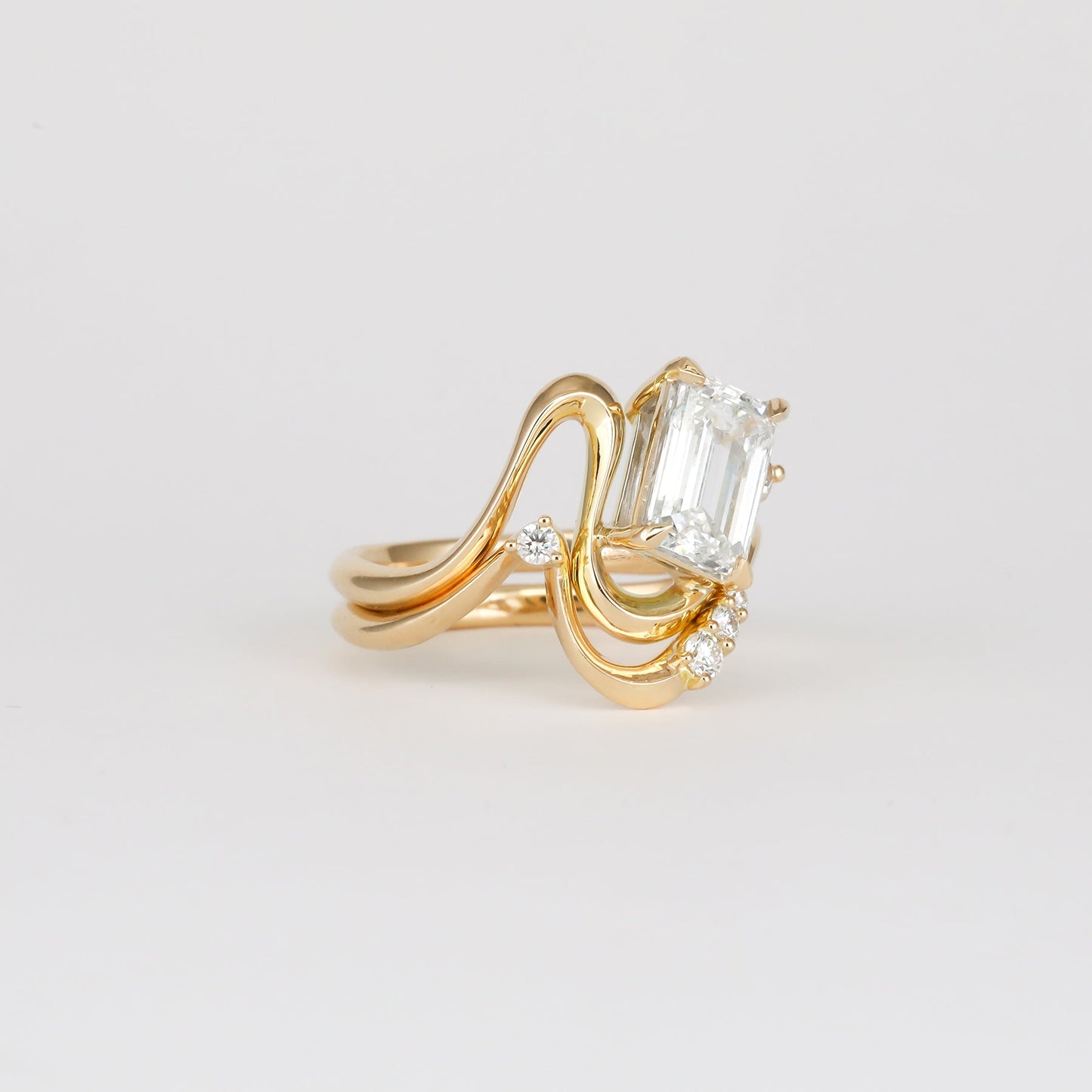 1.92 CT - 2.92 CT Emerald Cut Lab grown Diamond Side Stone Unique Engagement Ring