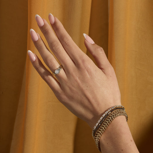 1.23 CT - 3.23 CT Round Cut Lab grown Diamond Side Stone Engagement Ring