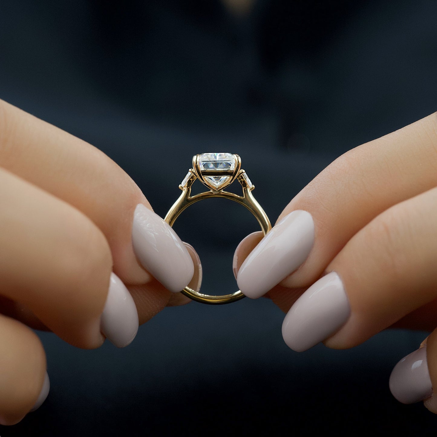 2 CT - 4 CT Radiant Cut Three Stone Moissanite Engagement Ring