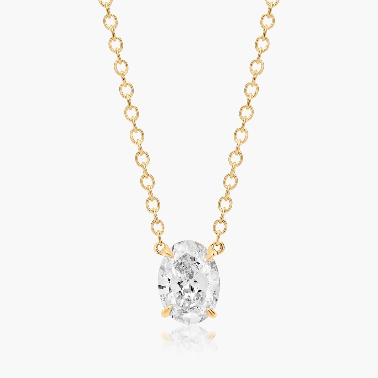 0.25 - 3.00 CT Oval Cut Moissanite Diamond Solitaire Necklace