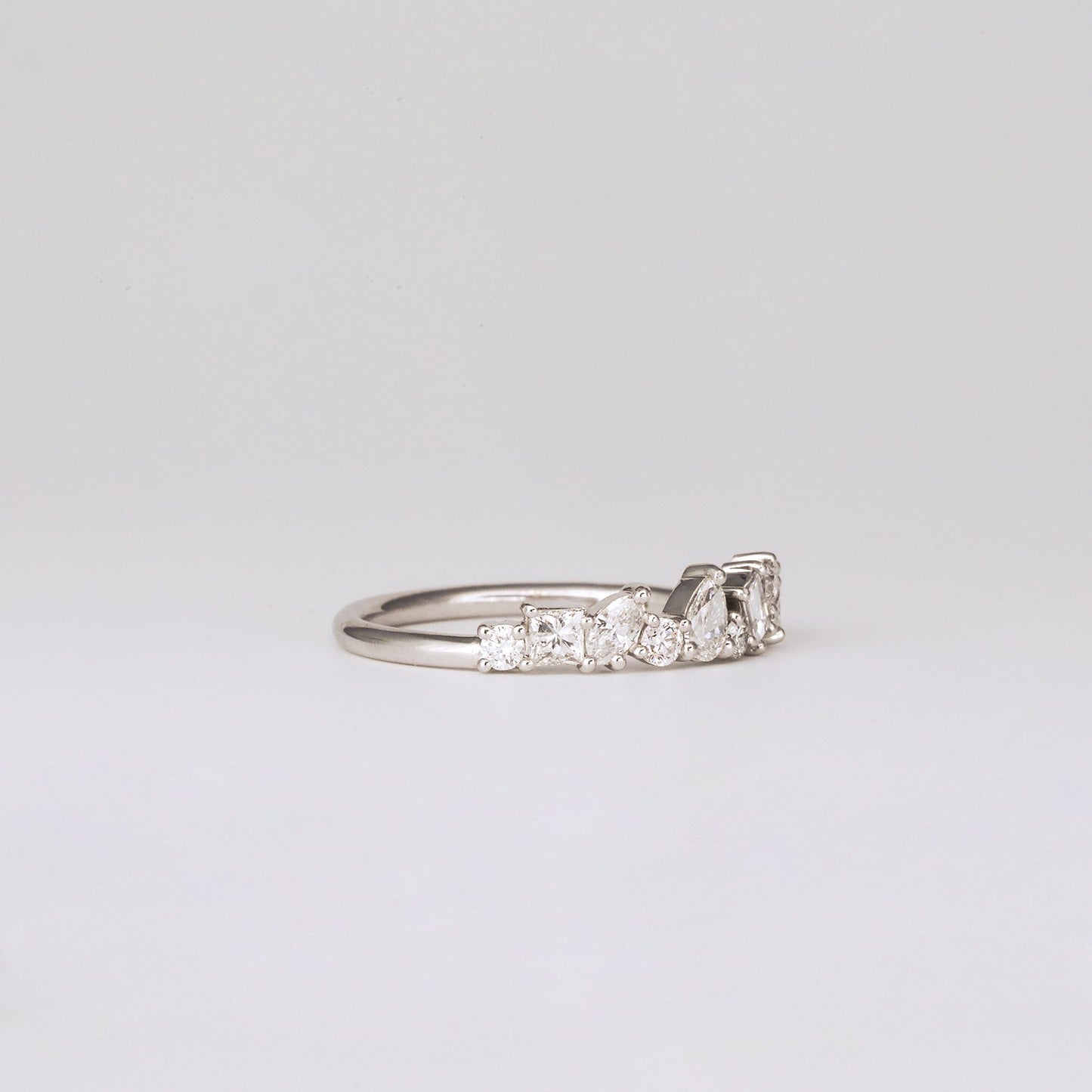 0.57 TCW Multi Shape CVD Diamond Cluster Pave Wedding Band