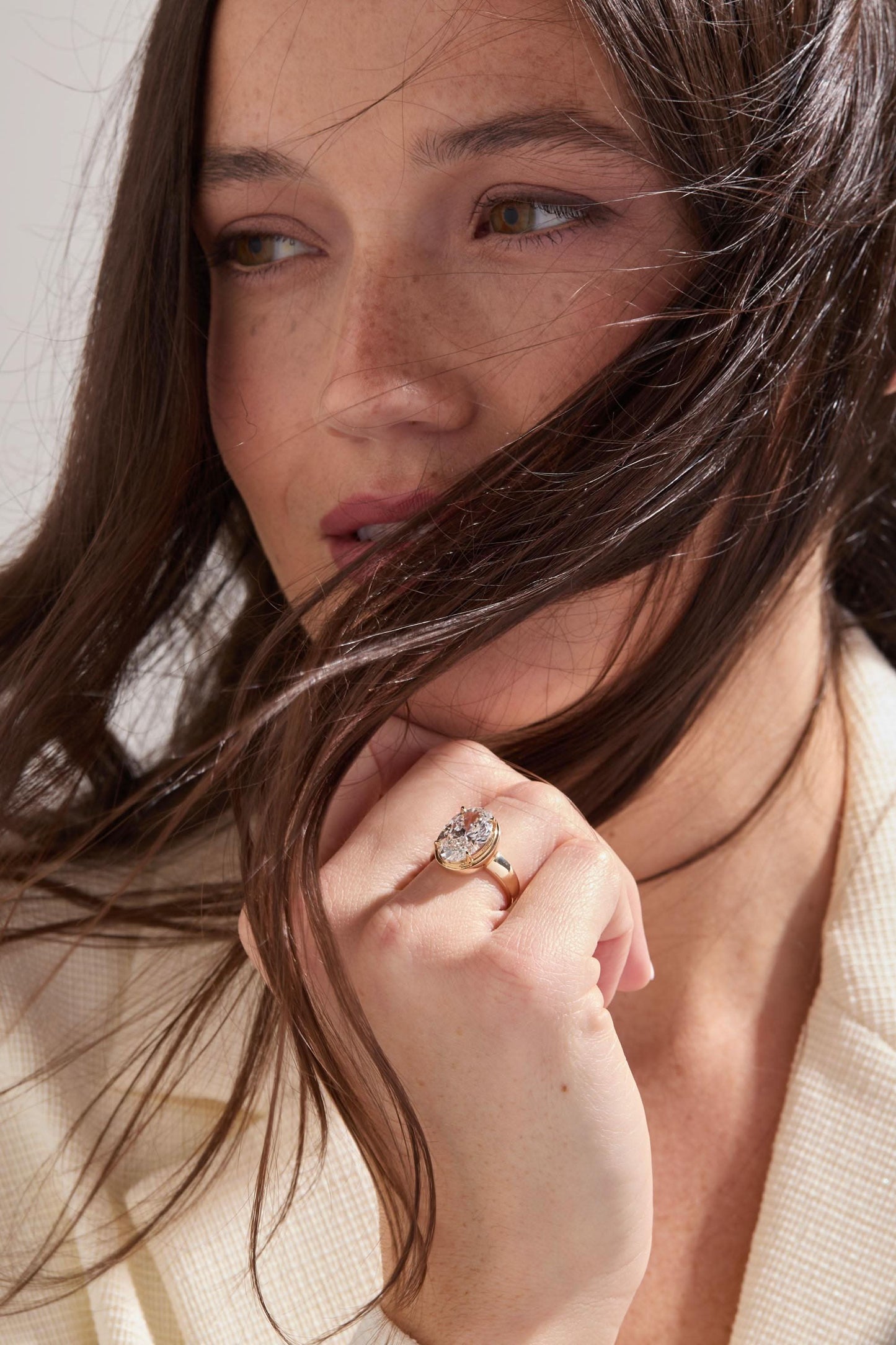 4 CT Oval Cut Double Bezel Solitaire Moissanite Engagement Ring