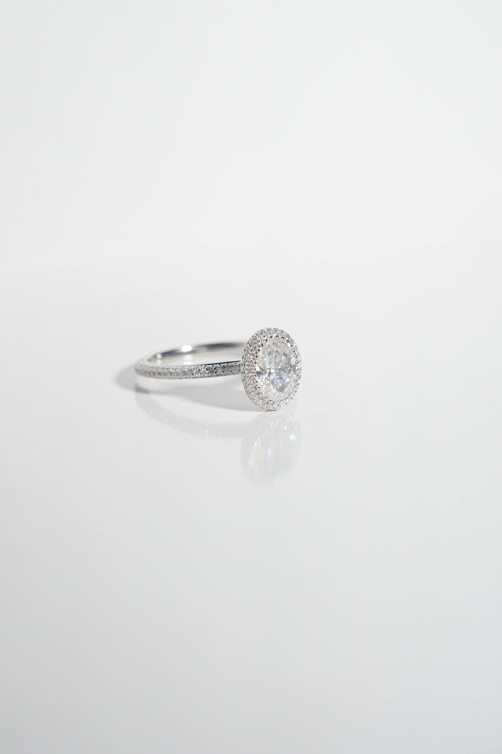 1.5 CT - 2.5 CT Oval Cut Halo & Pave Moissanite Engagement Ring