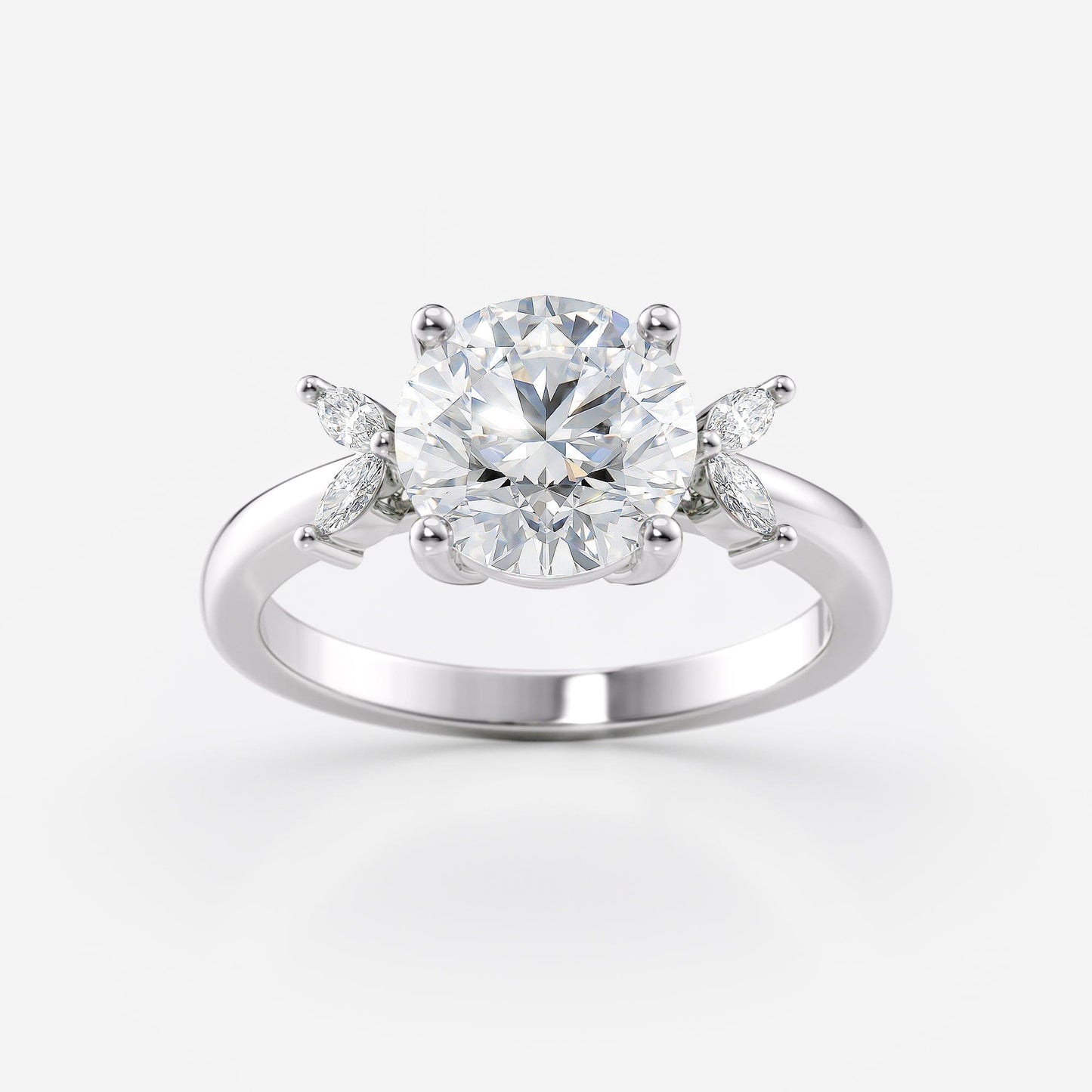 2 CT Round Cut Five Stone Cluster Moissanite Engagement Ring