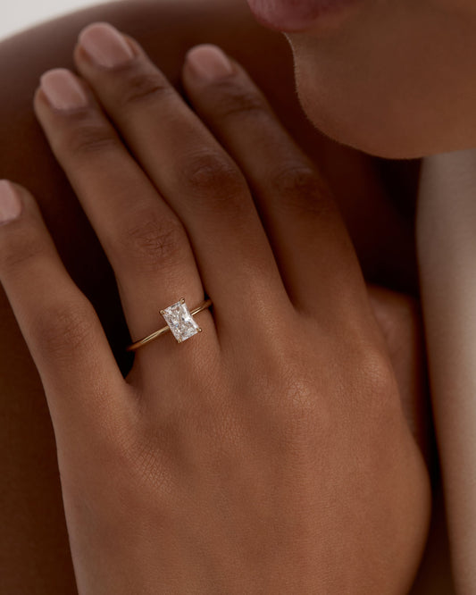 1 CT - 3 CT Radiant Cut Lab grown Diamond Solitaire Engagement Ring