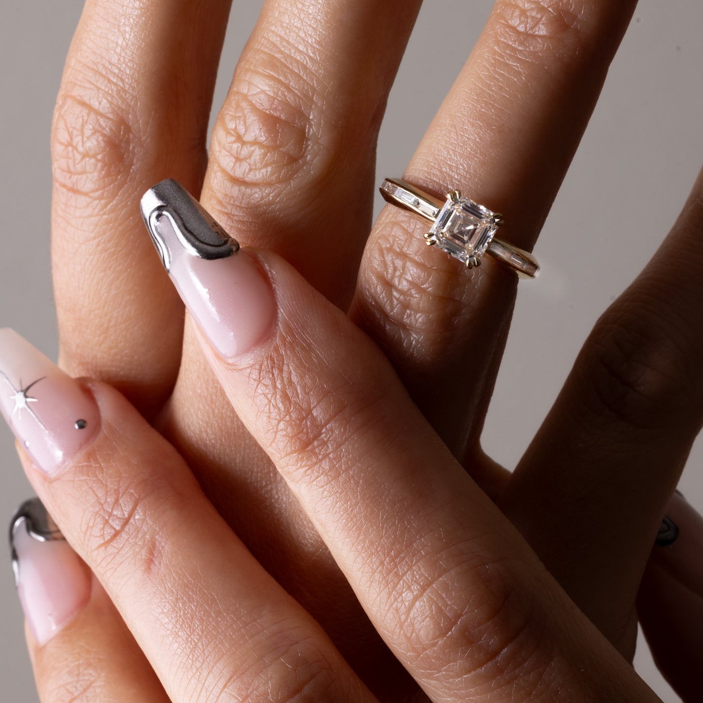 1.27 CT - 3.27 CT Asscher Cut Lab grown Diamond Channel Setting Engagement Ring