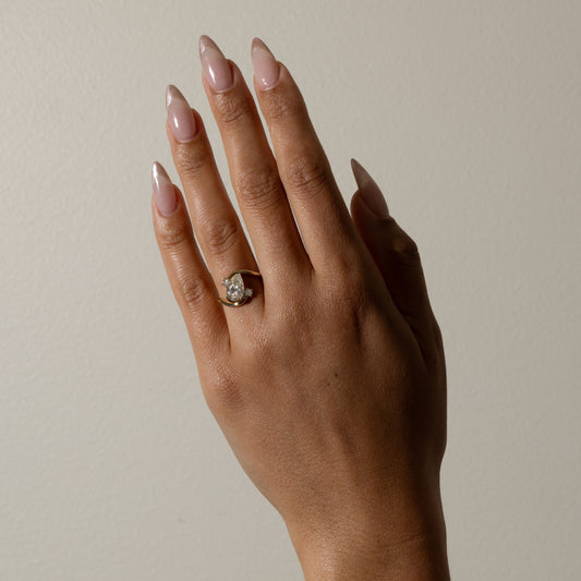 1.53 CT - 2.53 CT Pear Cut Lab grown Diamond Side Stone Engagement Ring