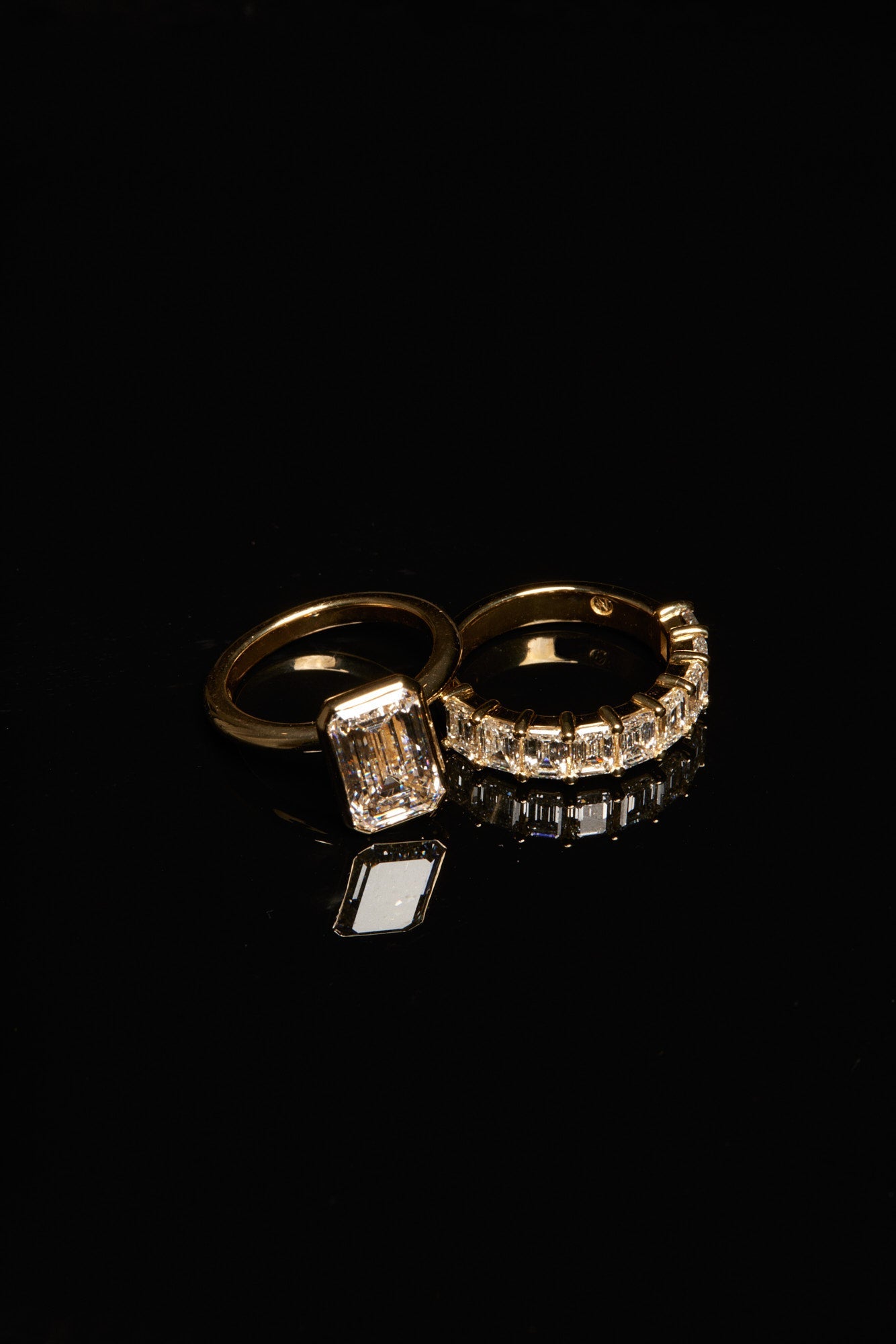 2.11 CT - 4.11 CT Emerald Cut Lab grown Diamond Bezel Solitaire Engagement Ring