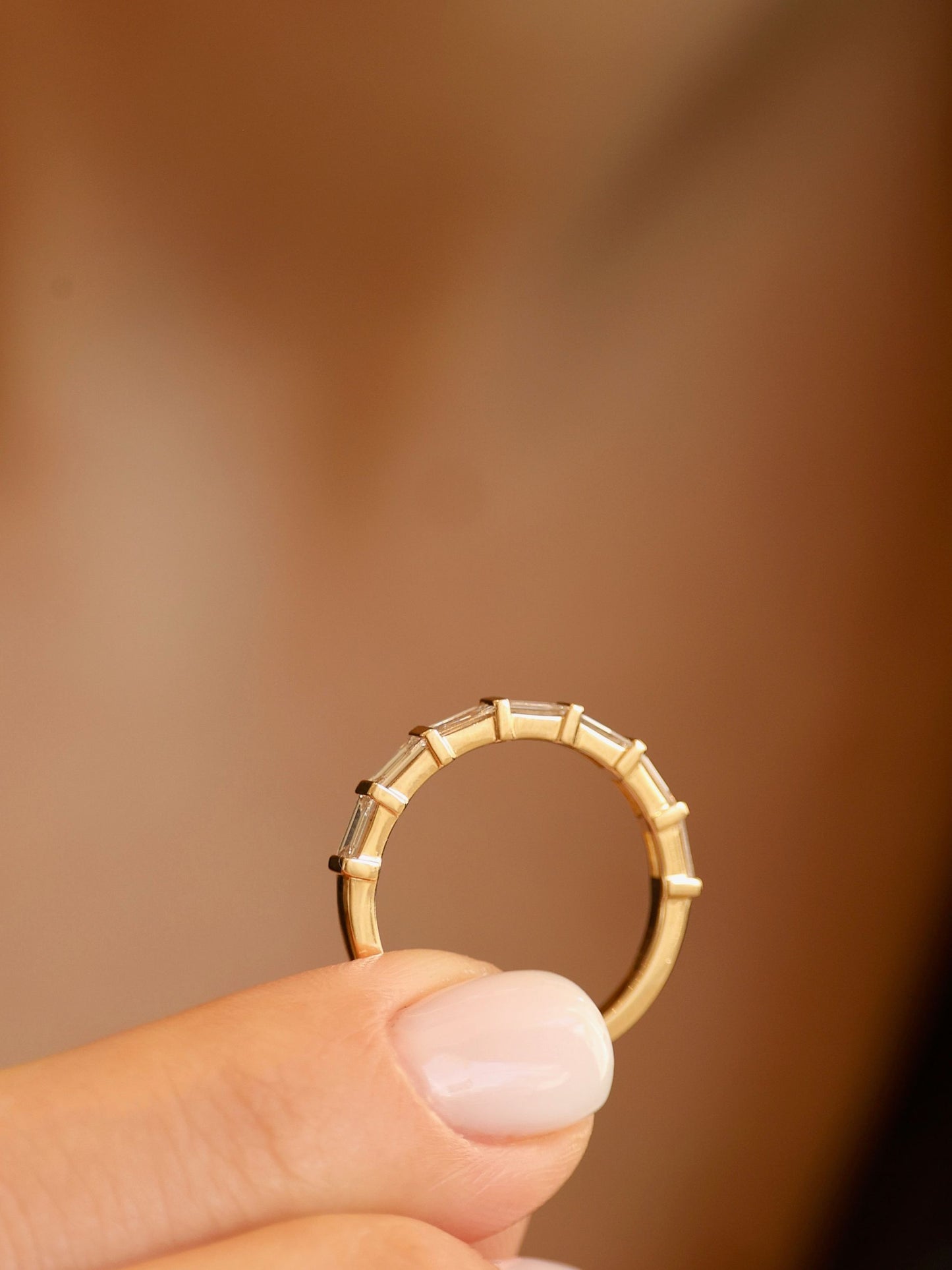 0.63 TCW Baguette CVD Diamond Half Eternity Wedding Band