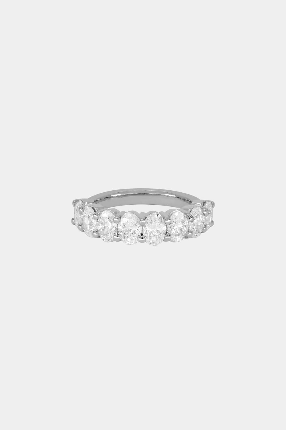 1.1 TCW Oval Moissanite Half Eternity Wedding Band