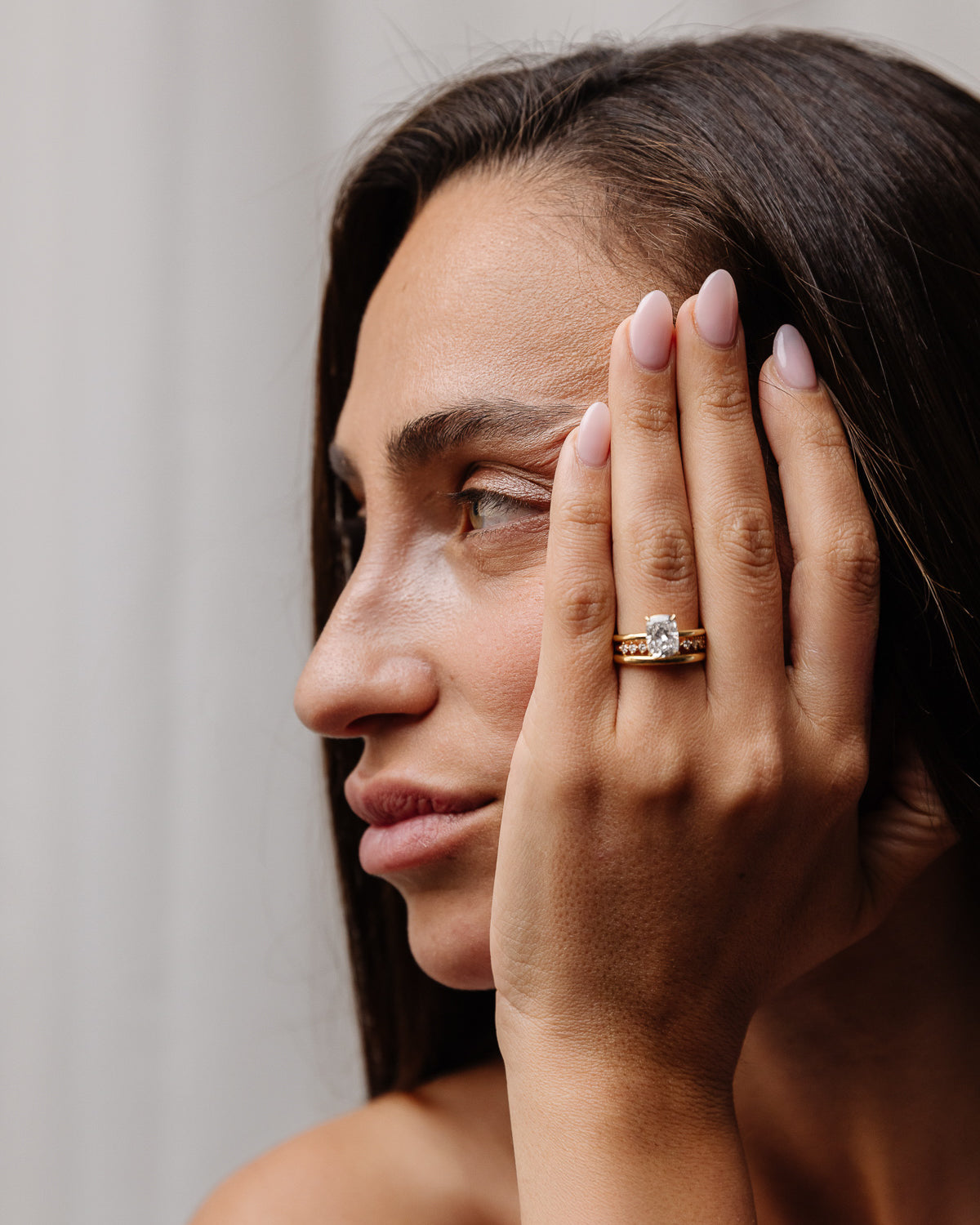 0.38 TCW Round CVD Diamond Shared Prong Half Eternity Wedding Band