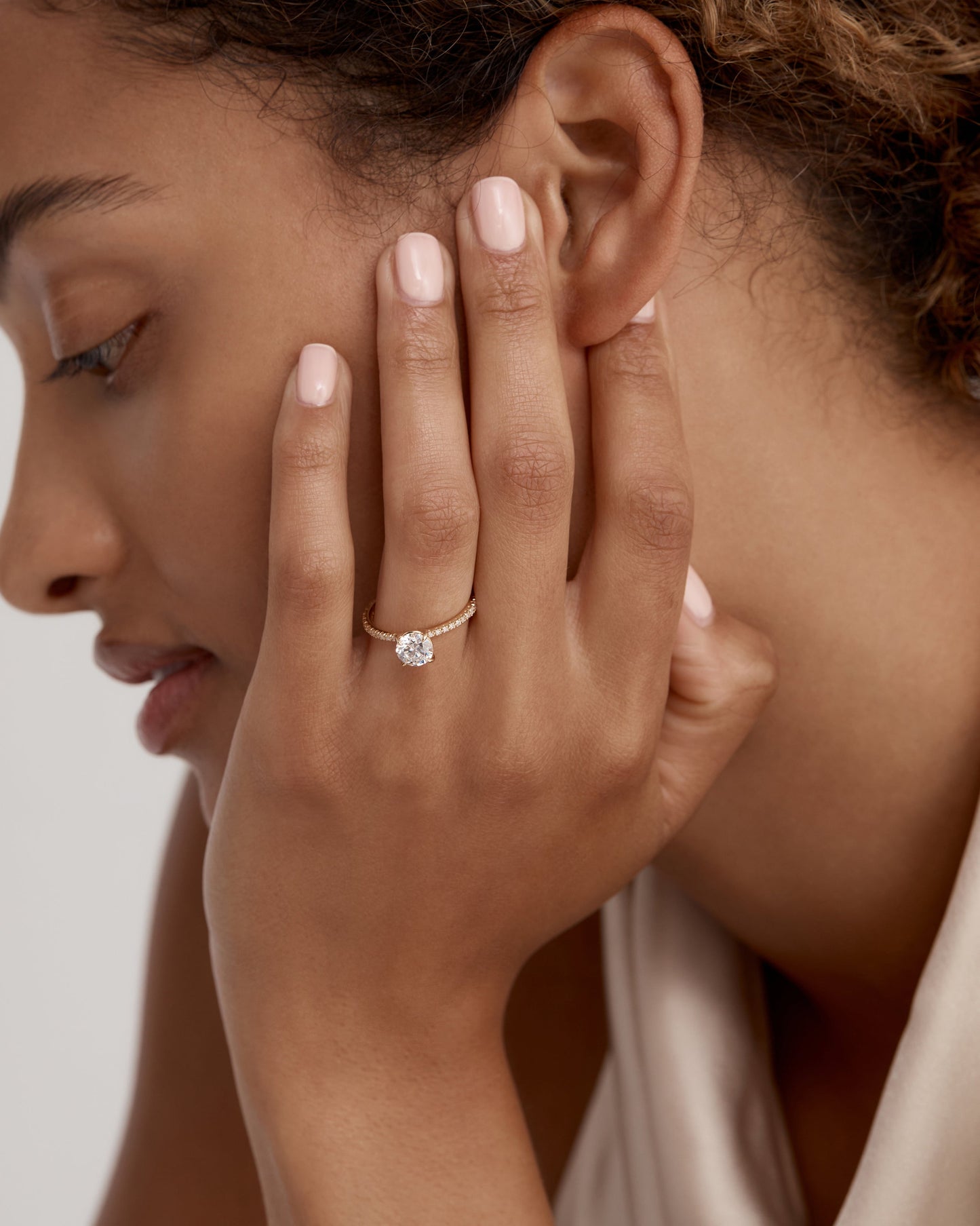 1 CT - 2 CT Round Cut Lab grown Diamond Pave Setting Engagement Ring