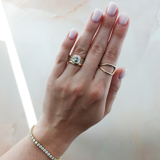 2 CT - 4 CT Asscher Cut Lab grown Diamond Solitaire Bezel Setting Engagement Ring