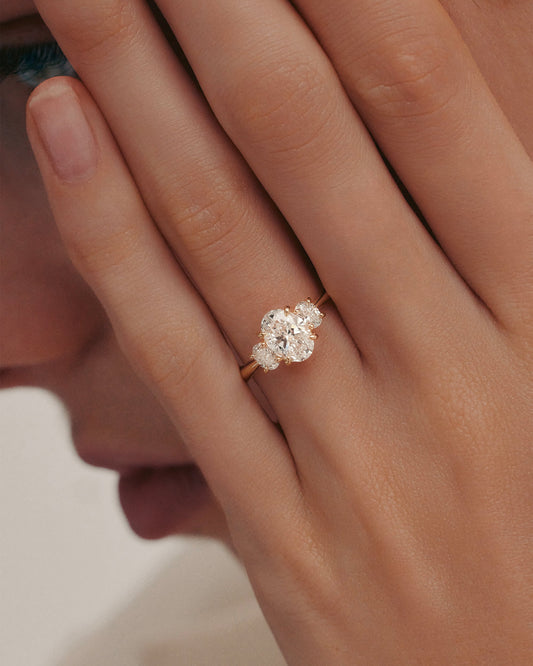 1 CT - 2 CT Oval Cut Lab grown Diamond Three Stone Engagement Ring