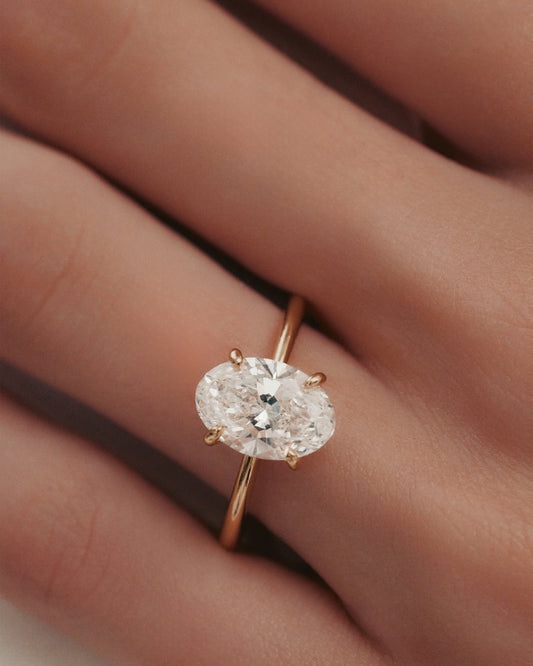 1.03 CT - 3.03 CT Oval Cut Lab grown Diamond Solitaire Engagement Ring