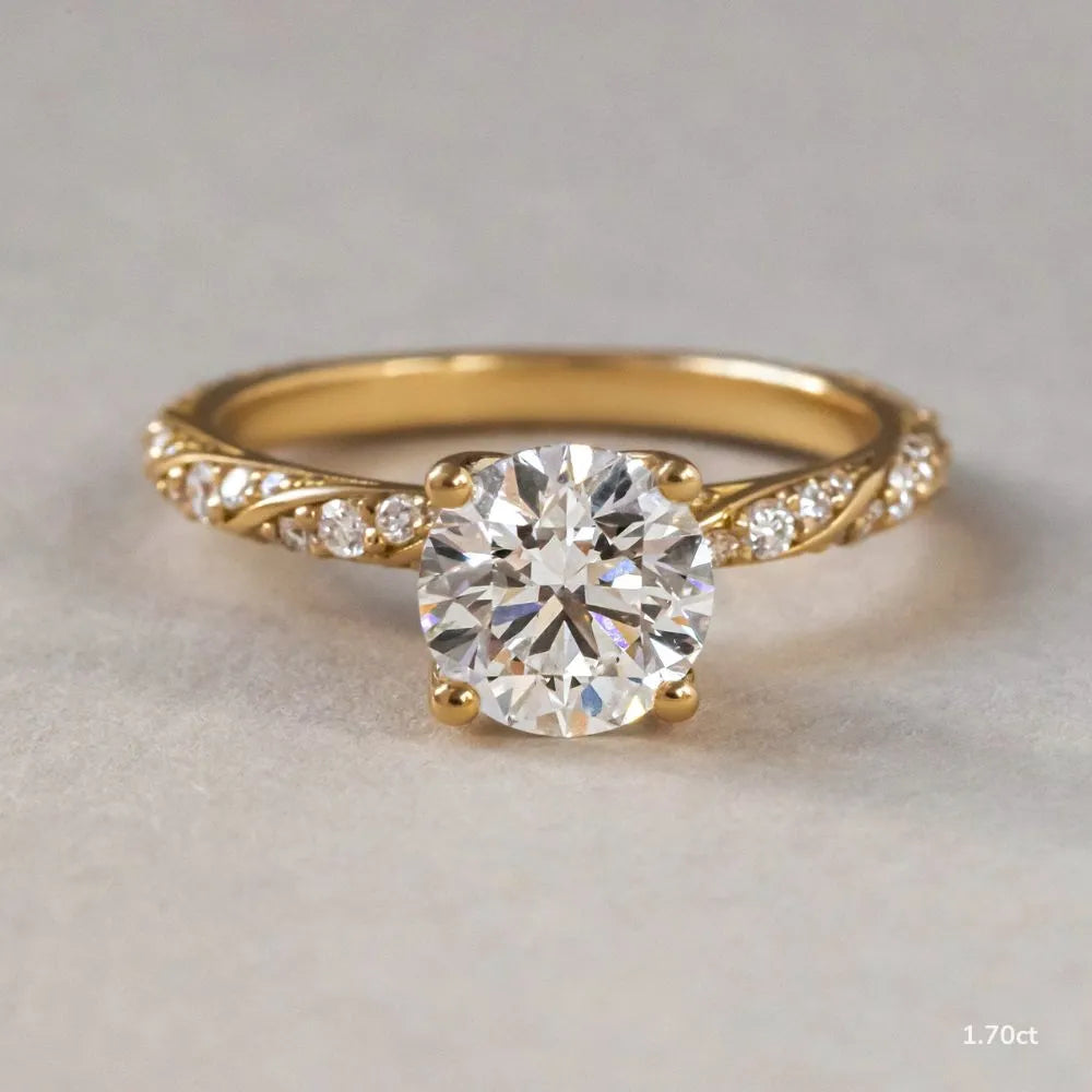 1.7 CT - 2.8 CT Round Cut Twisted Pave Moissanite Engagement Ring