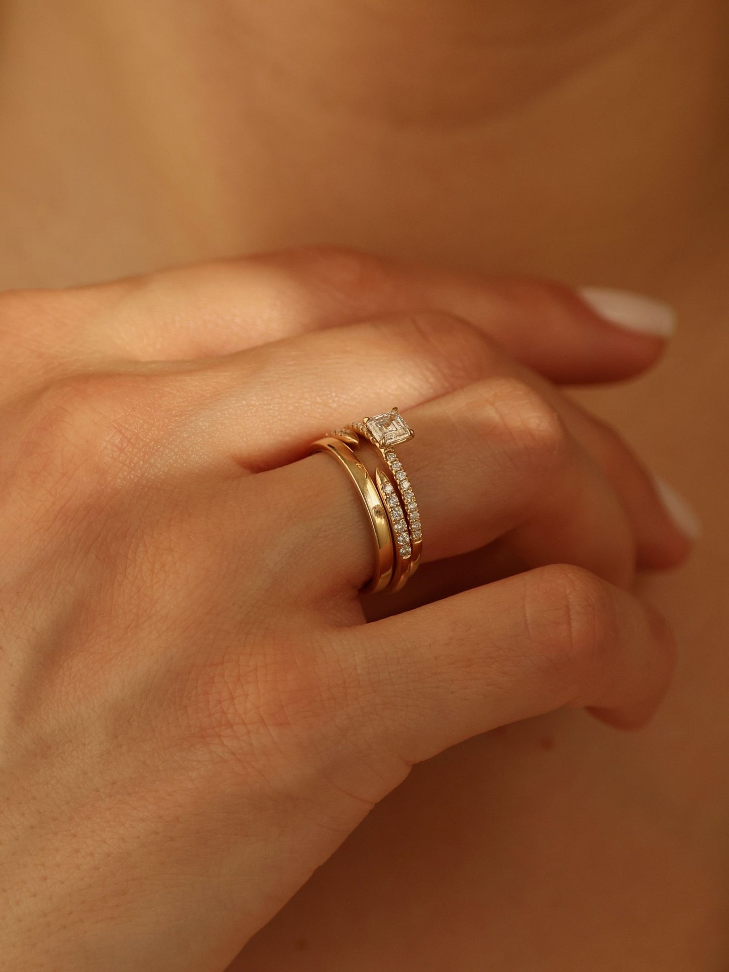 0.50 CT - 2.50 CT Asscher Cut Lab grown Diamond Pave Engagement Ring