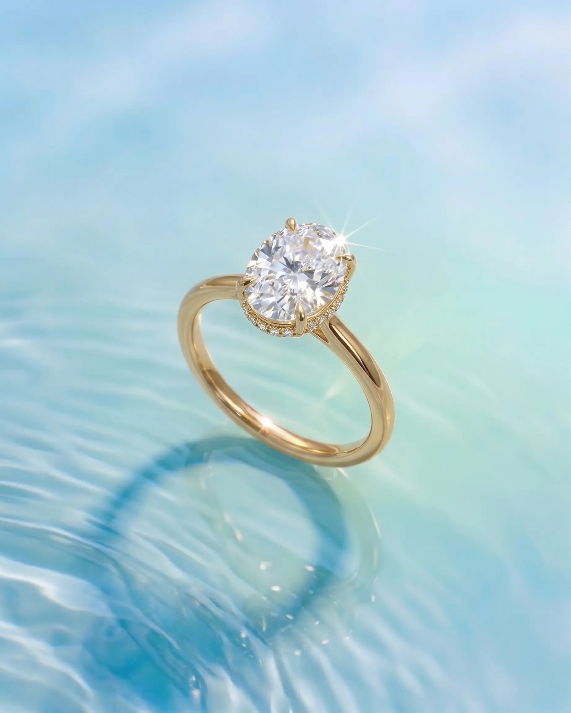 engagement ring with hidden halo
