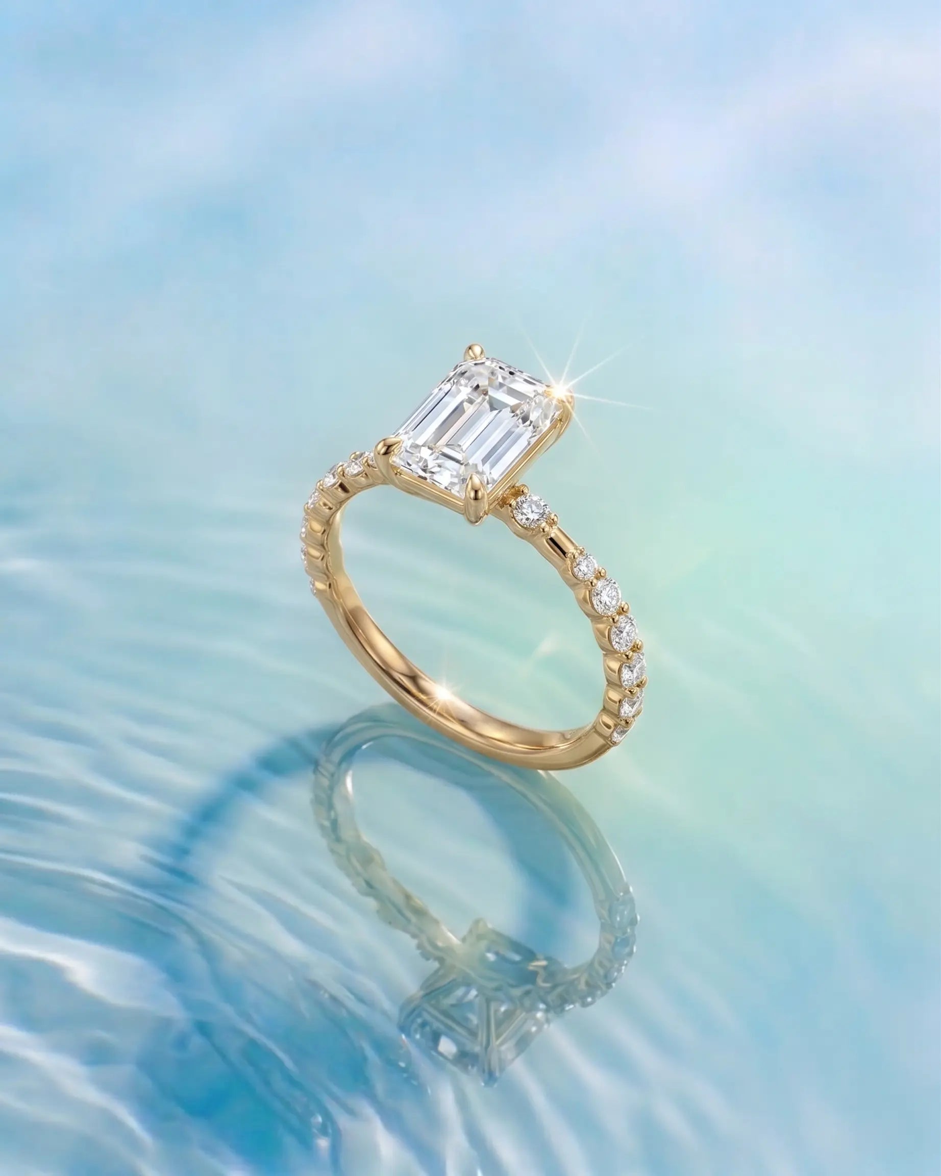 gold side stone engagement rings