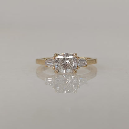 1 CT Elongated Cushion Cut Three Stone Moissanite Engagement Ring